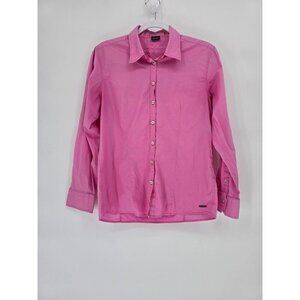 Saint James Women's Shirt Size 10 Button-Up Pink Long Sleeve